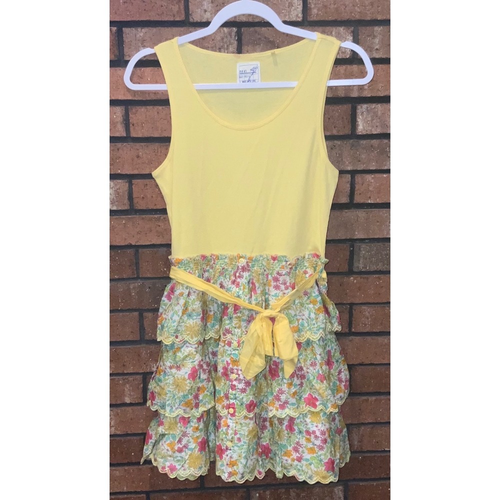 Next Girls Yellow Floral Tiered Ruffle Tank Dress Size 15 Years NWT 146-871-171